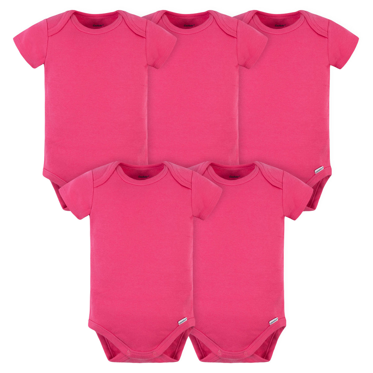 5-Pack Hot Pink Premium Short Sleeve Onesies Bodysuits