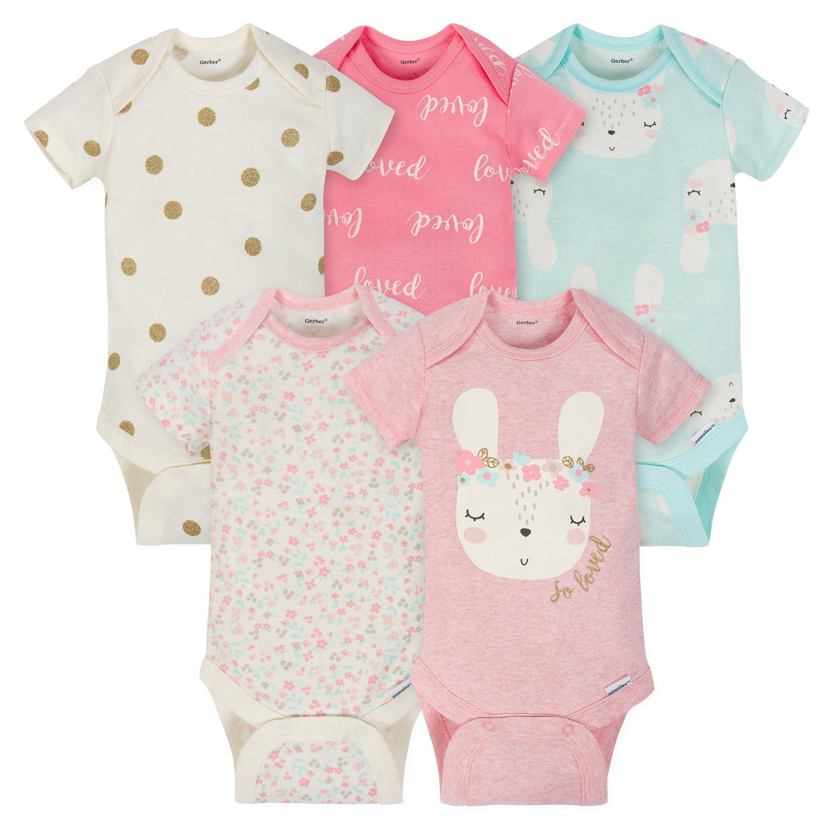 5-Pack Organic Baby Girls Floral Onesies Bodysuits