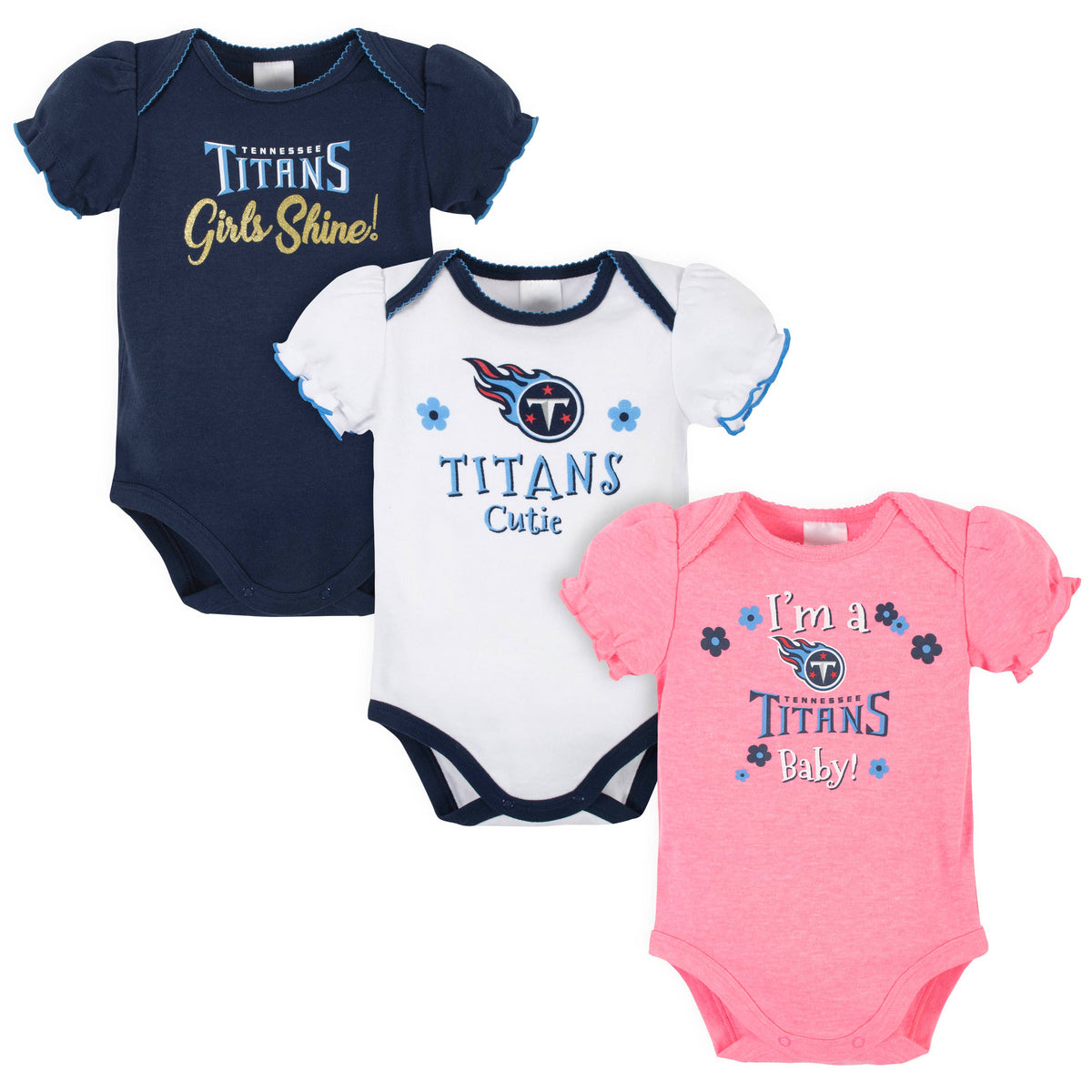 3-Pack Tennessee Titans Short Sleeve Bodysuits