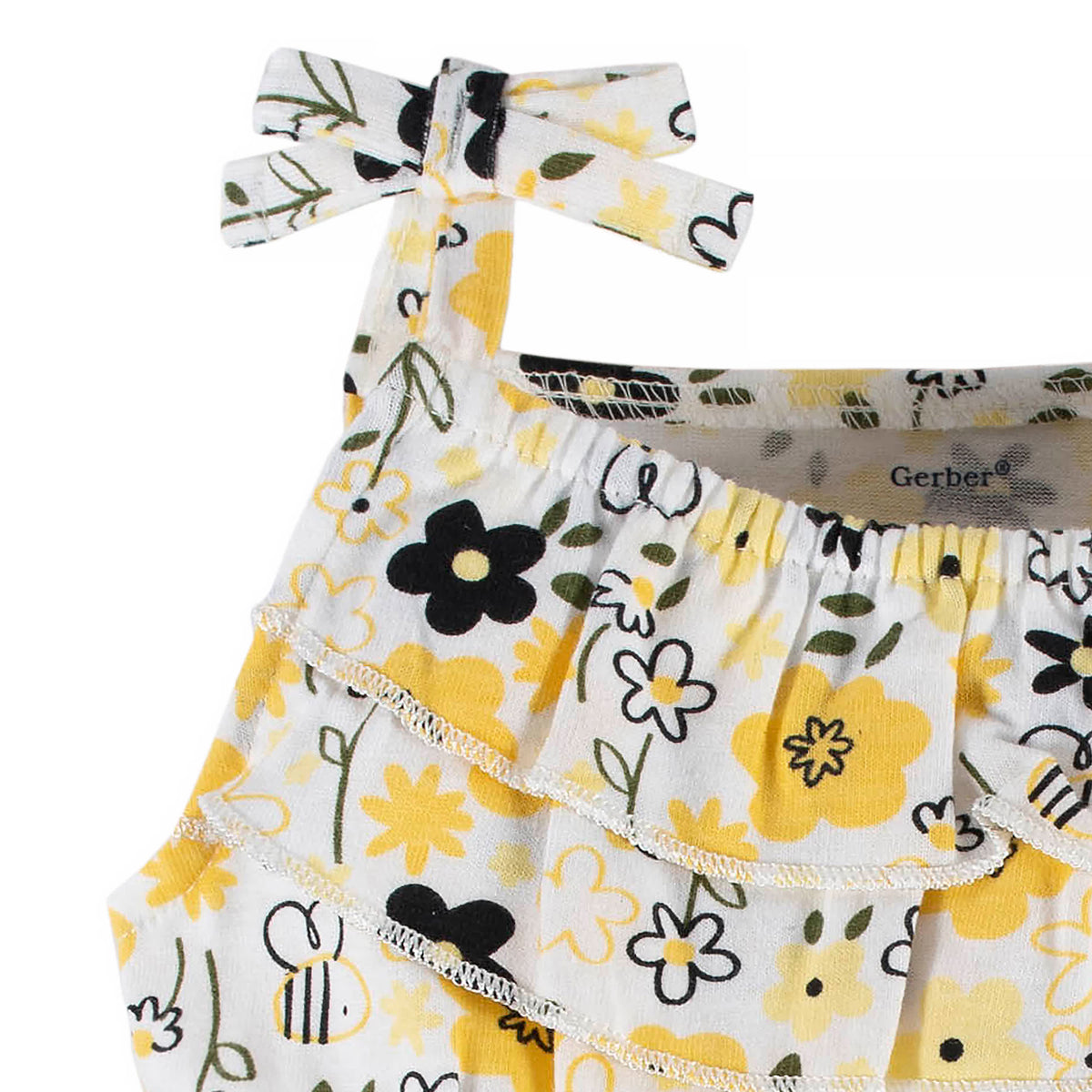 2-Pack Baby & Toddler Girls Bee Garden Tank Rompers, view 7