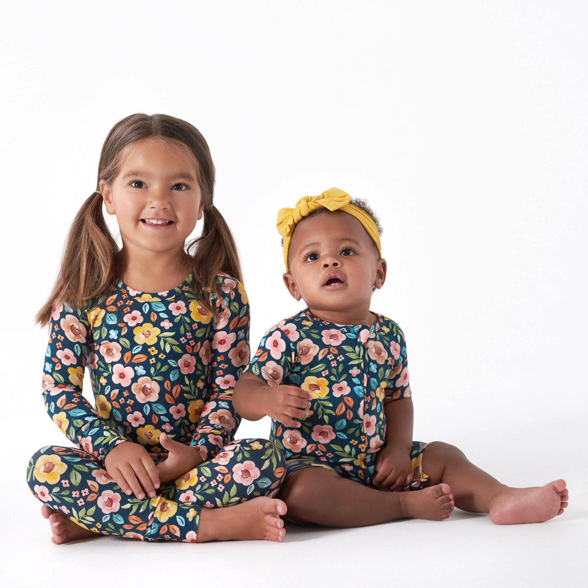 2-Piece Infant & Toddler Girls Midnight Floral Buttery Soft Viscose Made from Eucalyptus Snug Fit Pajamas, view 3