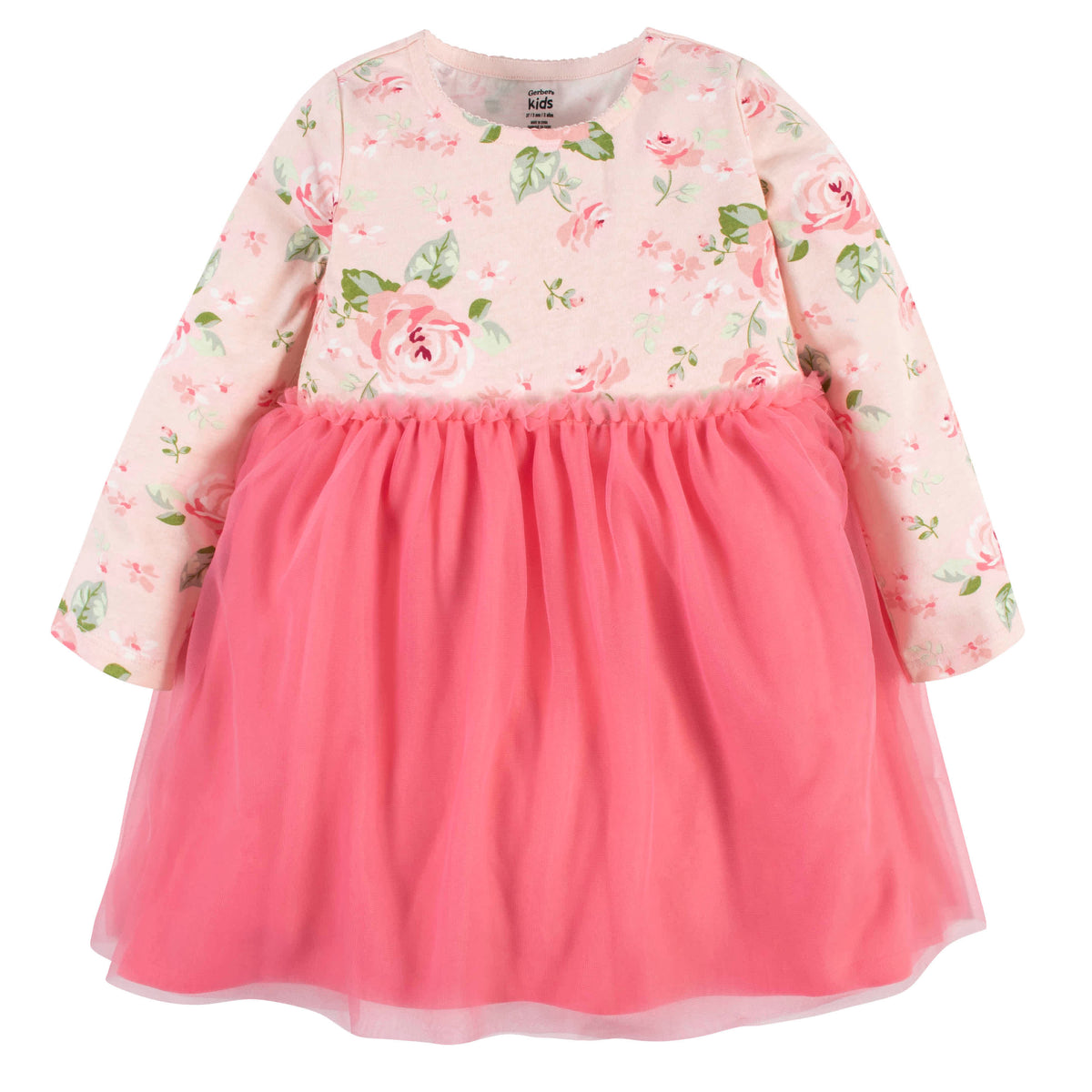 Baby & Toddler Girls Roses Long Sleeve Tulle Dress