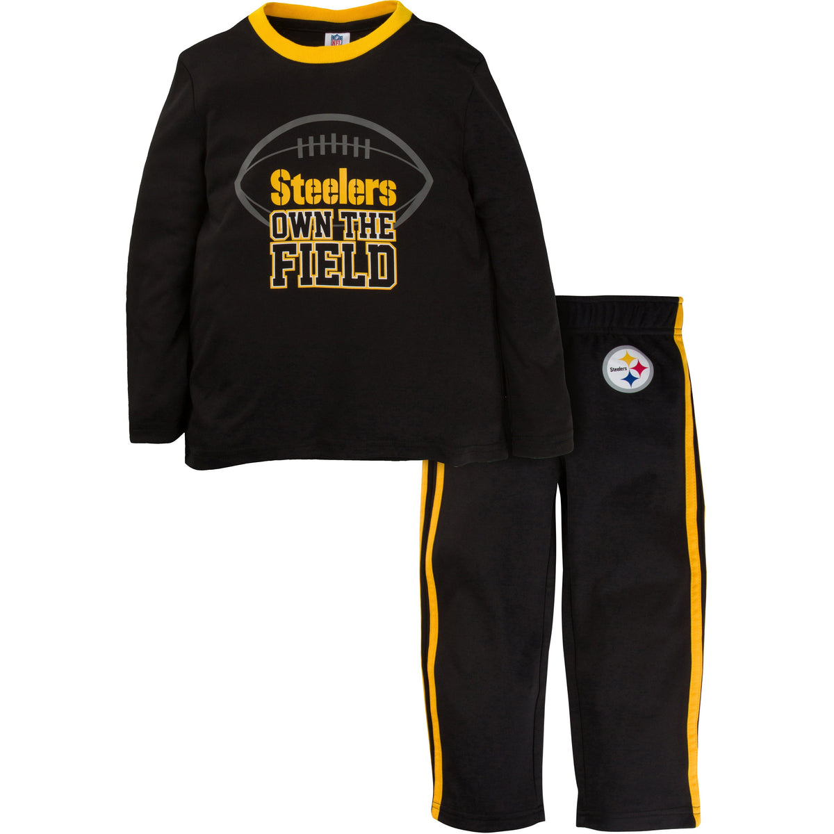 2-Piece Toddler Boys Steelers Long Sleeve Tee Shirt and Pant Set
