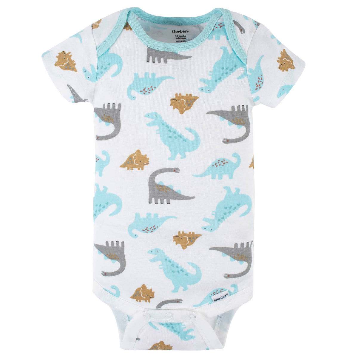 4-Pack Baby Boys Dino Blues Short Sleeve Onesies Bodysuits, view 4