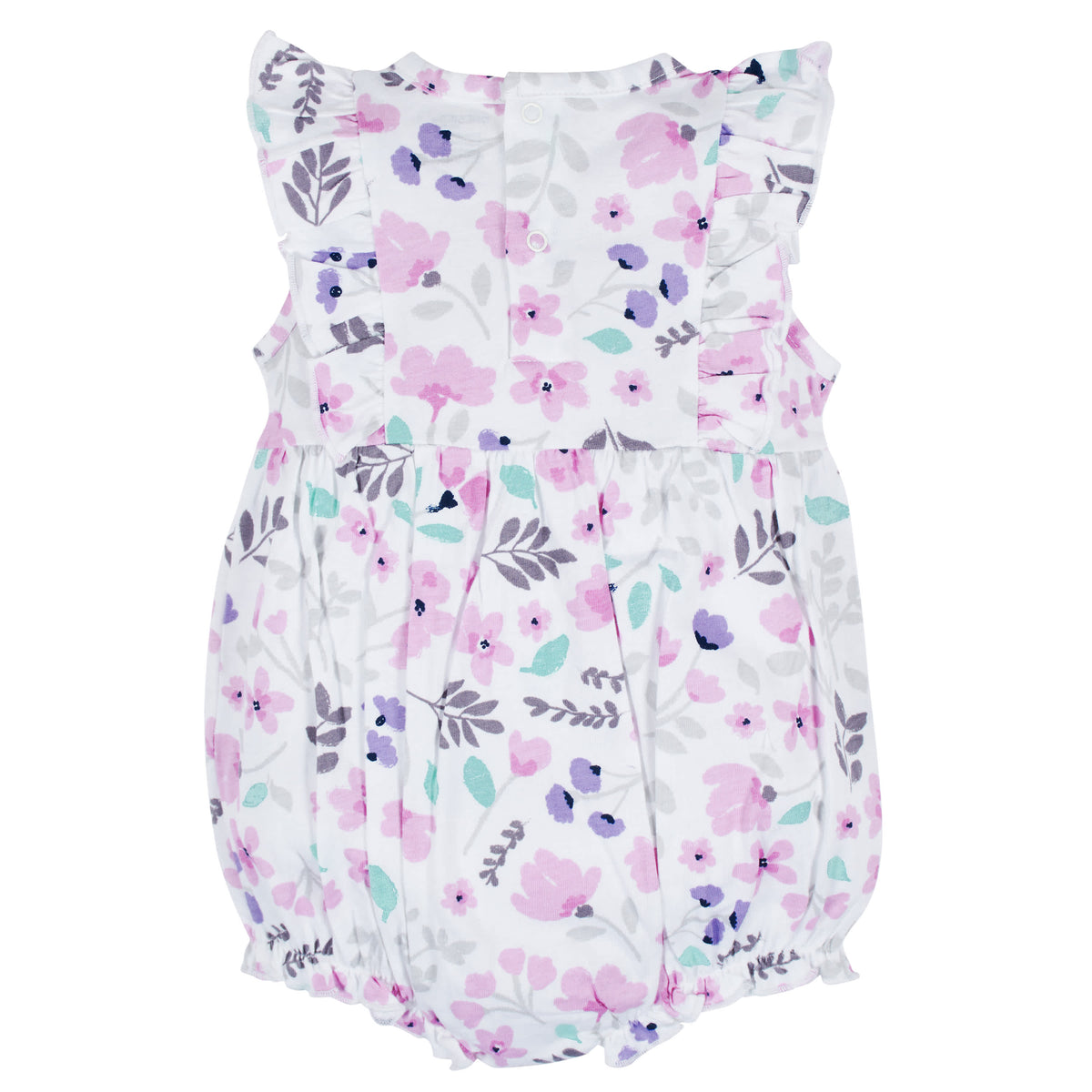 3-Pack Baby Girls Rainbow Floral Rompers, view 12
