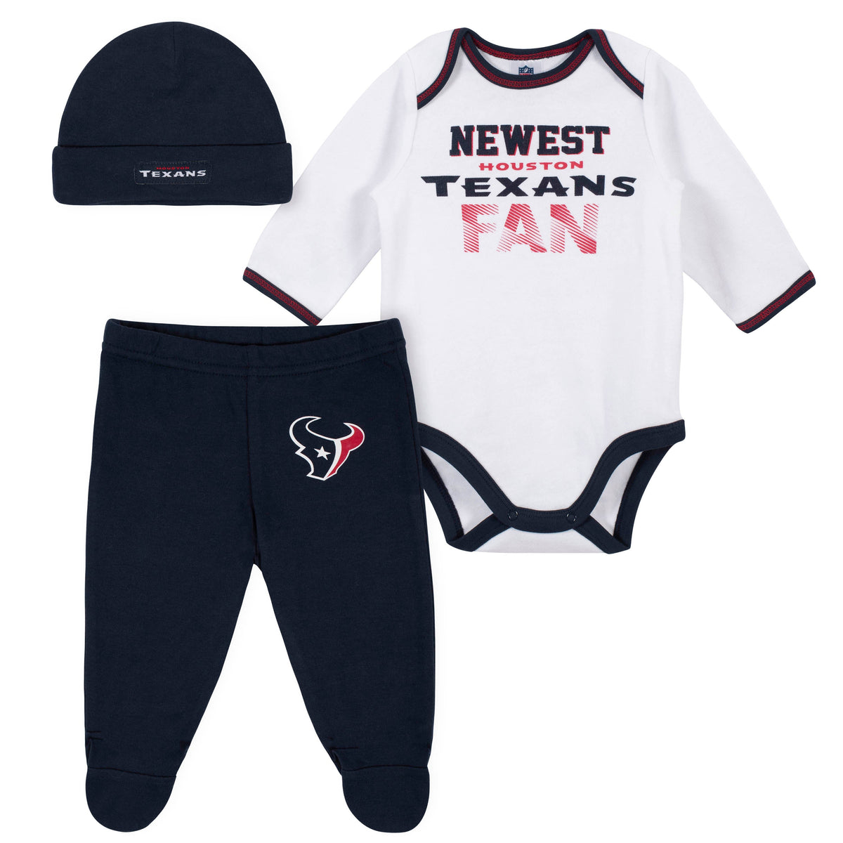 Baby Boys Houston Texans 3-Piece Bodysuit, Pant and Cap Set