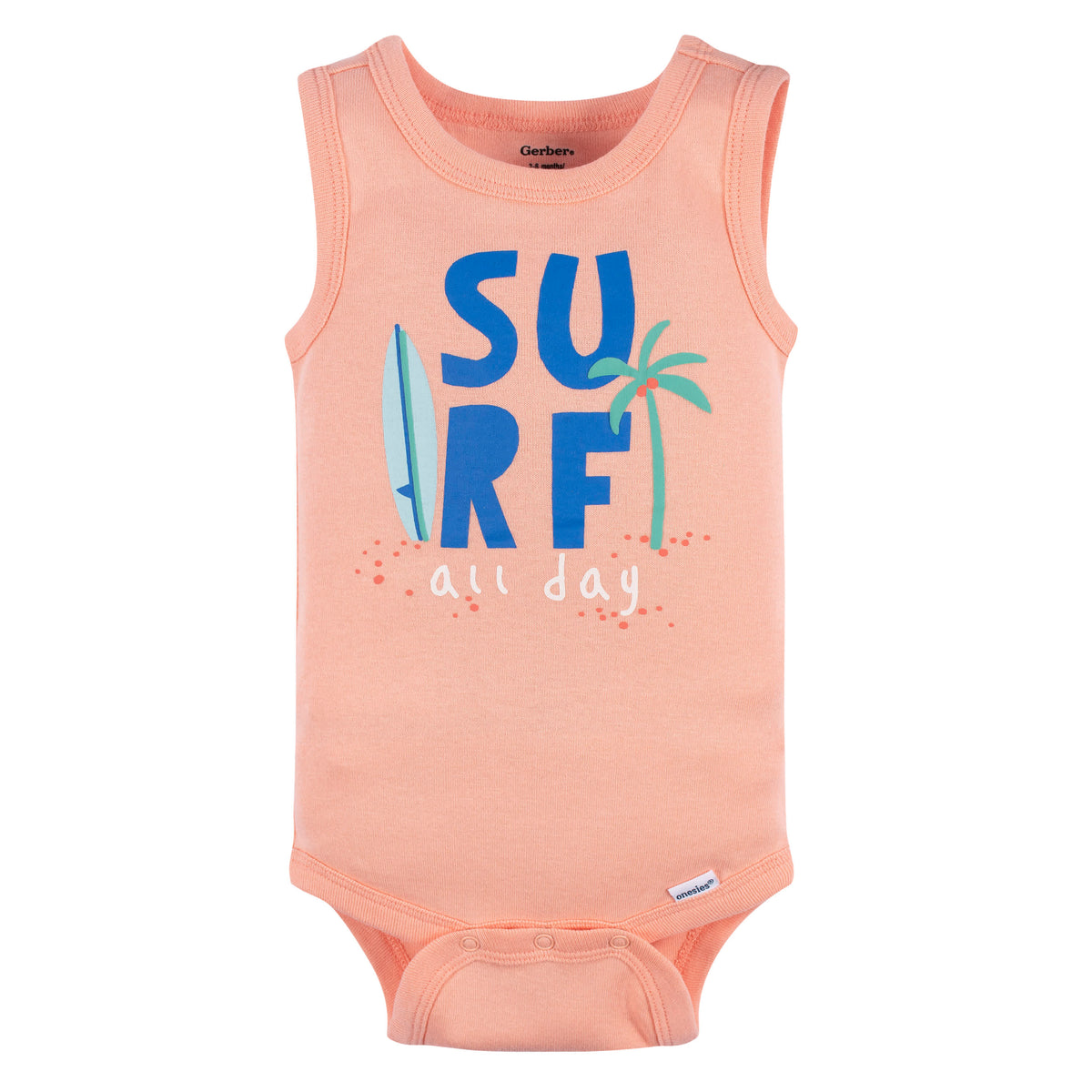 4-Pack Baby Boys Surf Beach Sleeveless Onesies Bodysuits, view 2