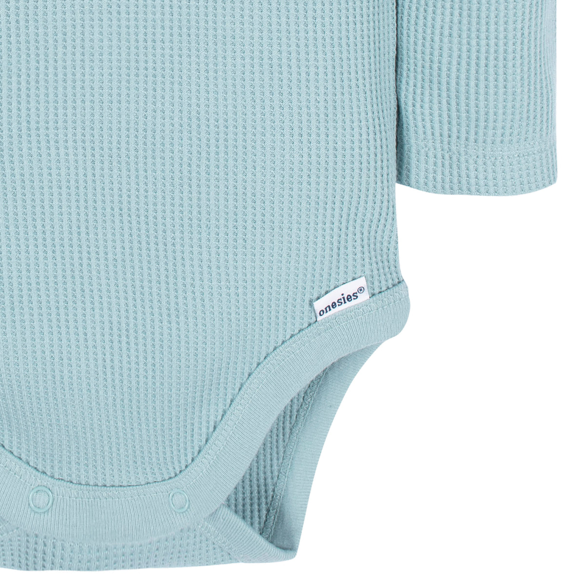 2-Pack Baby Boys Blue & Ivory Long Sleeve Henley Onesies Bodysuits, view 7