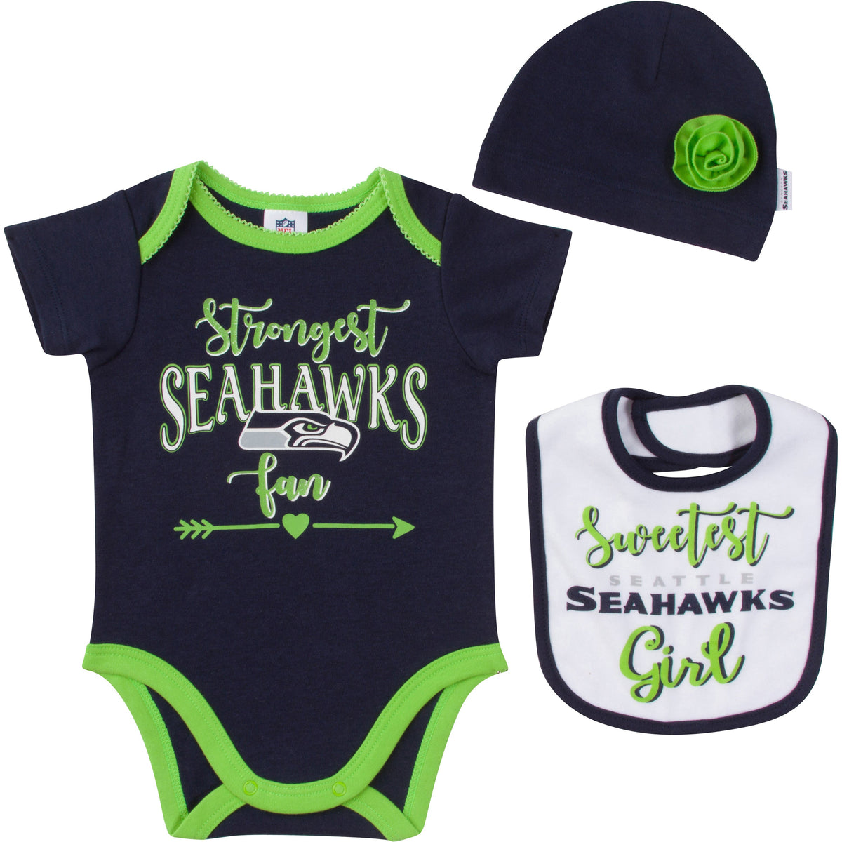 NFL 3-Piece Baby Girls Seahawks 3 Piece Set