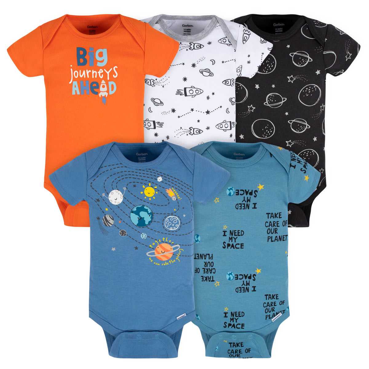 5-Pack Baby Boys Space Explorer Onesies Bodysuits