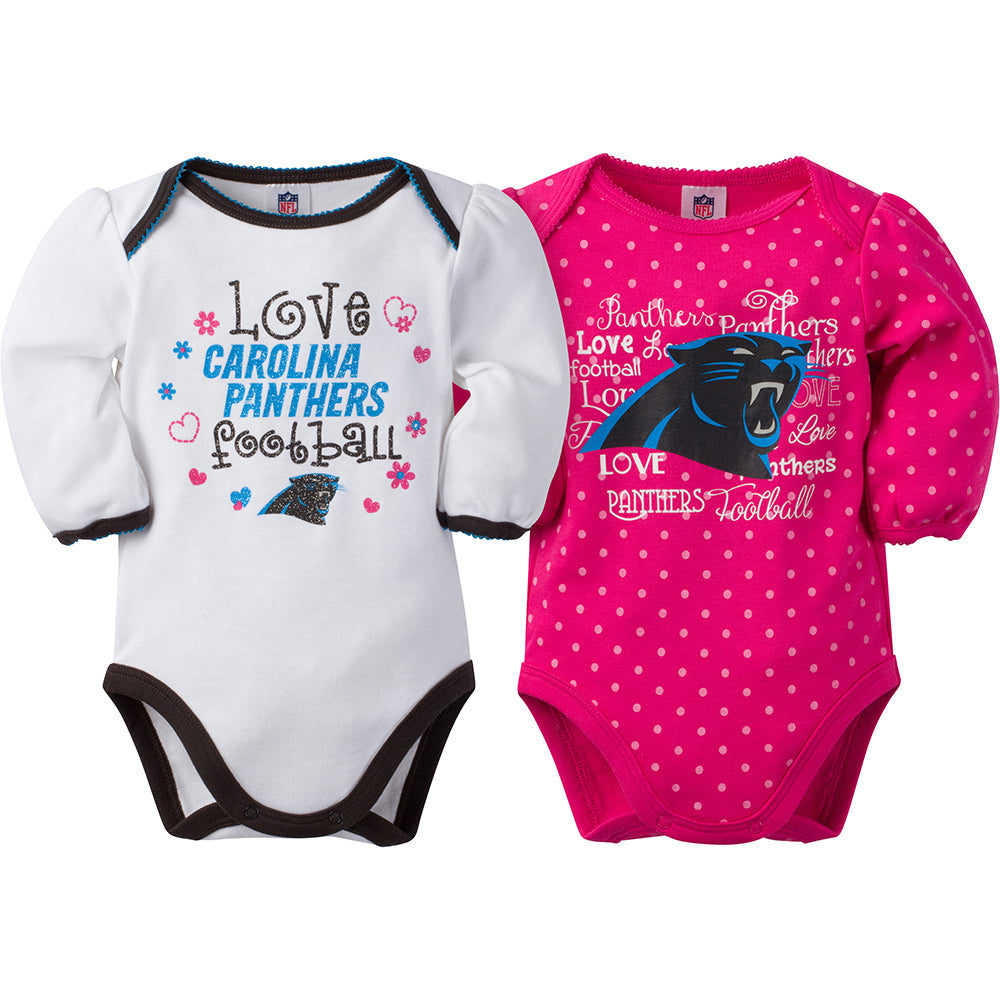 NFL 2-Pack Baby Girls Panthers Long Sleeve Bodysuits