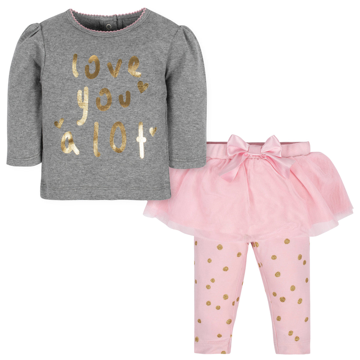 2-Piece Toddler Girls Love Shirt and Tutu Legging Set