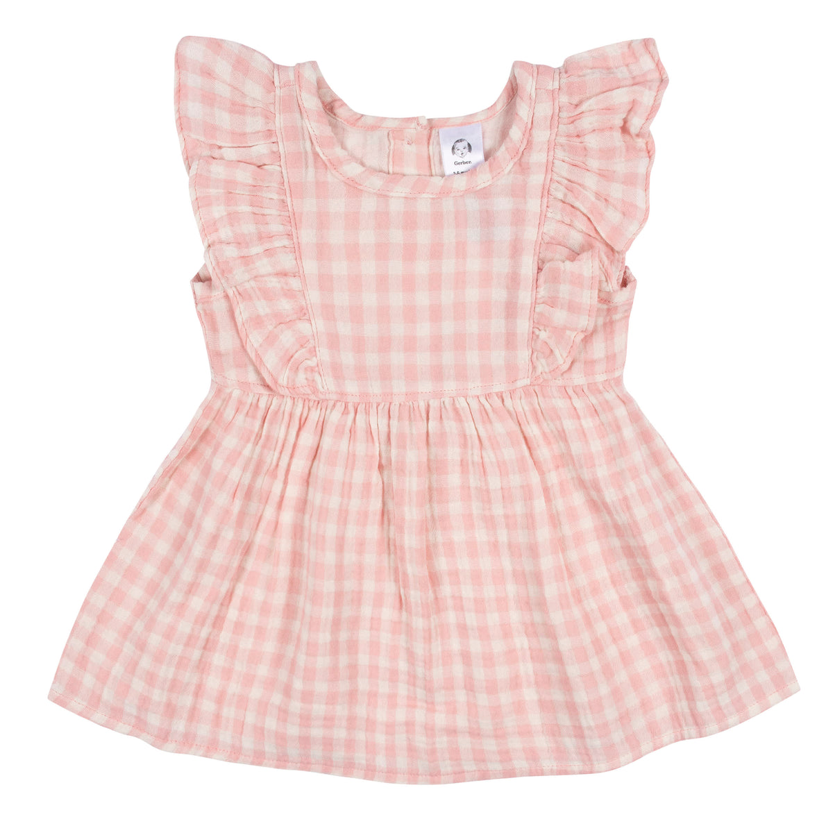 2-Piece Baby & Toddler Girls Gingham Gauze Dress & Diaper Cover Set, view 7