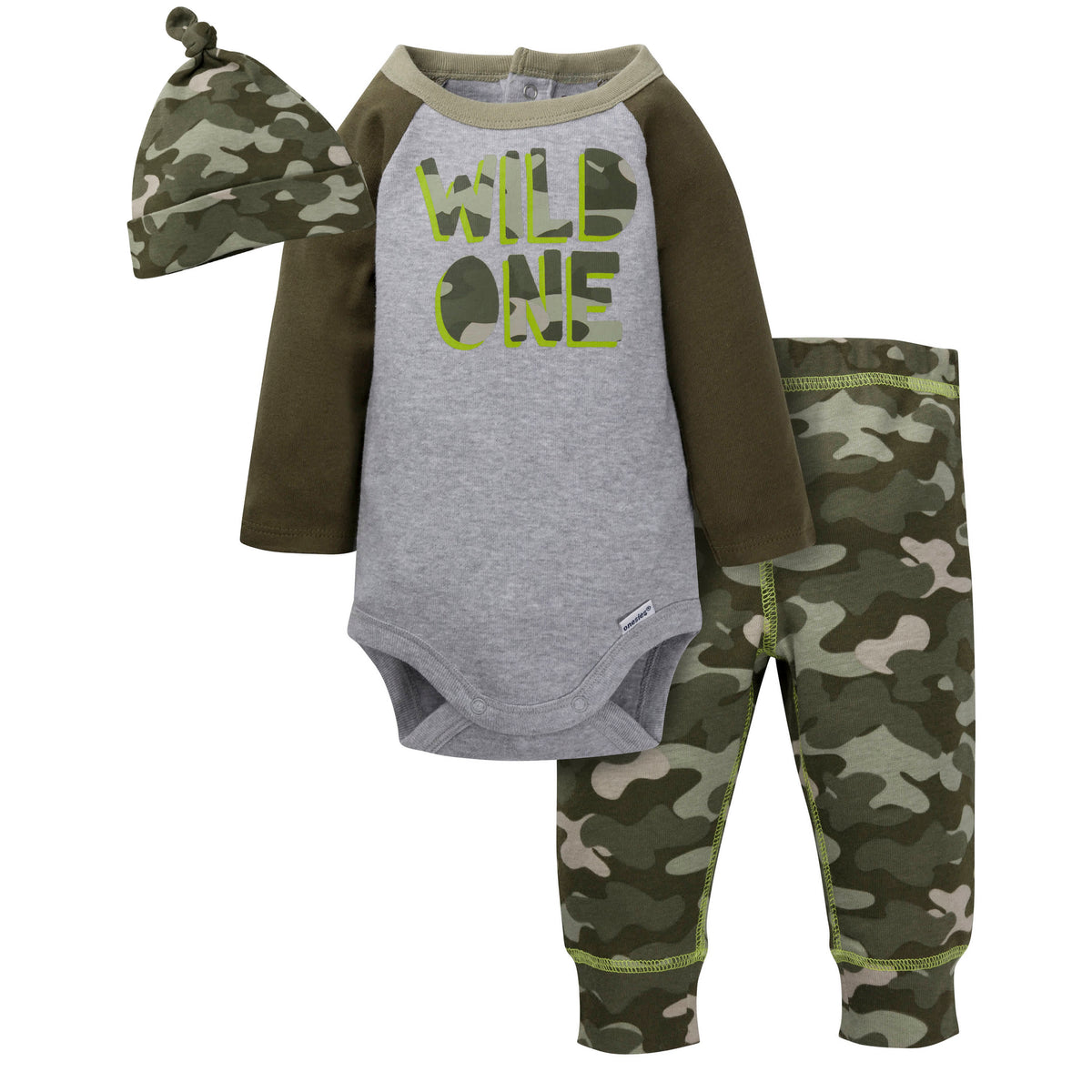 3-Piece Baby Boys Wild Onesies Bodysuit, Pant, & Cap Set