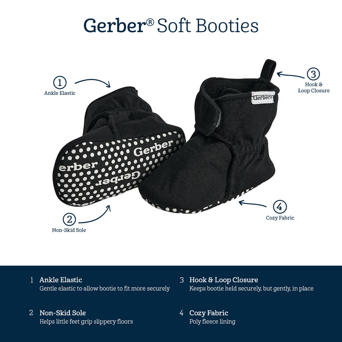 Baby Neutral Black Soft Booties, view 8