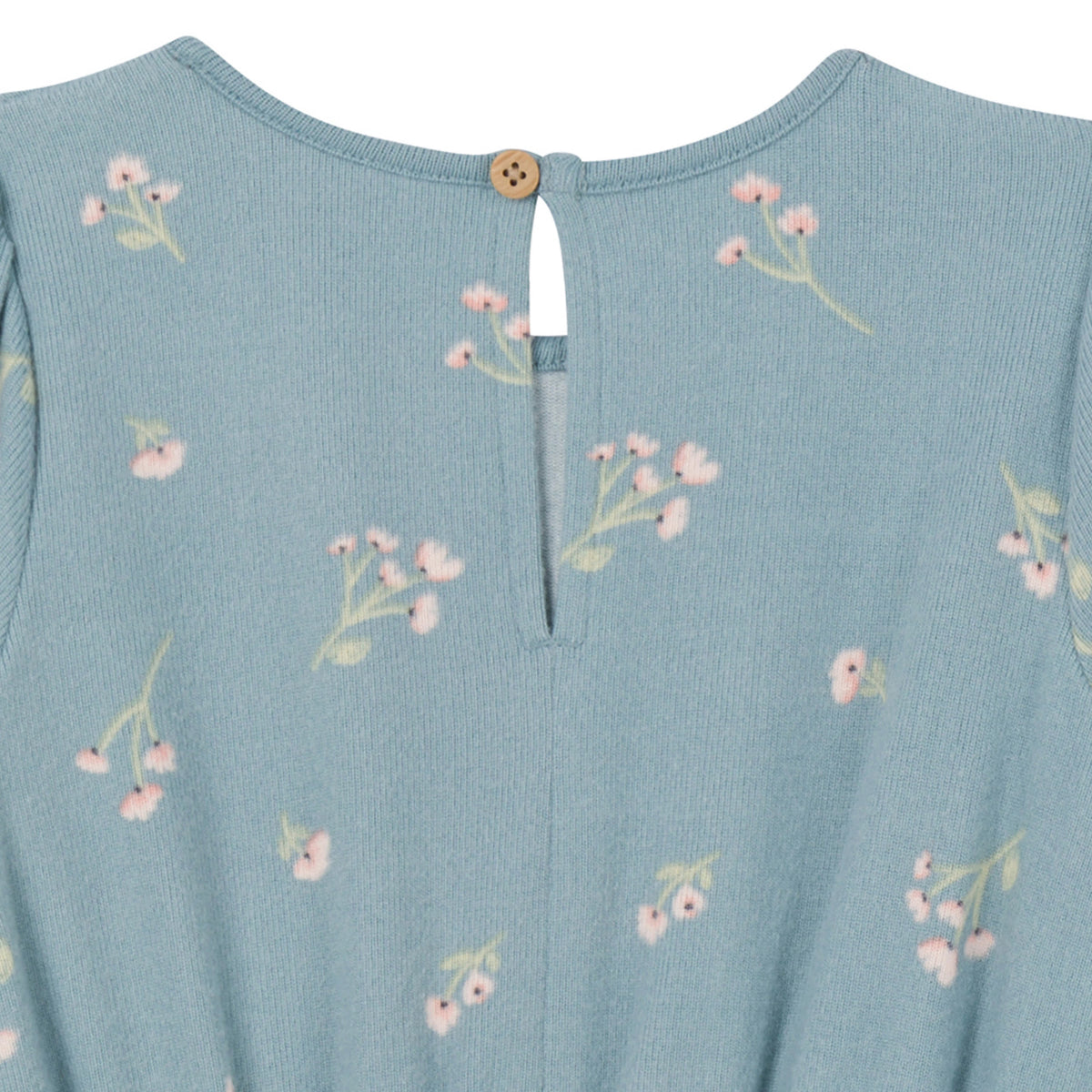 Toddler Girls Blue Floral Hacci Jumpsuit, view 6