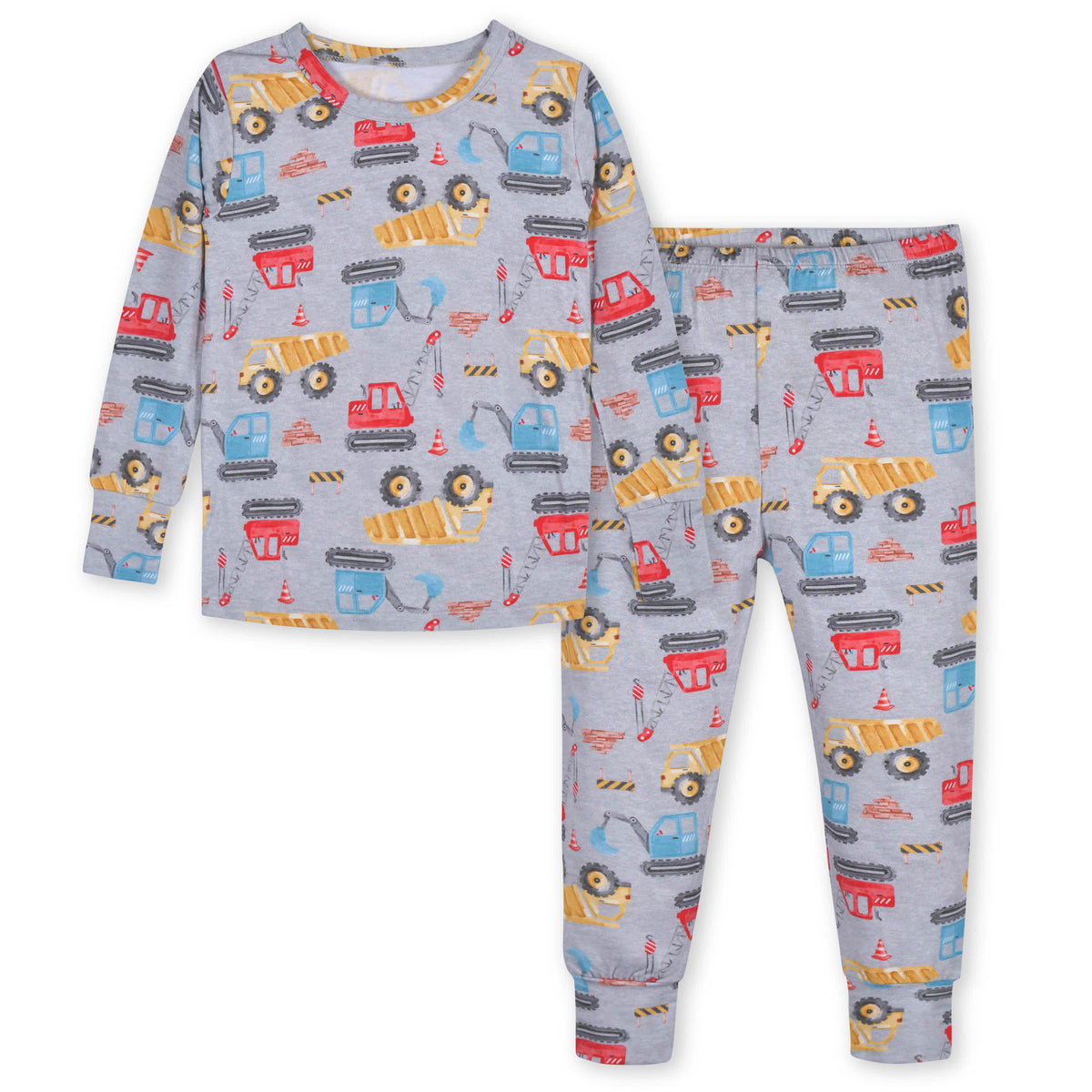 2-Piece Infant & Toddler Boys Construction Trucks Buttery Soft Viscose Made from Eucalyptus Snug Fit Pajamas, view 2