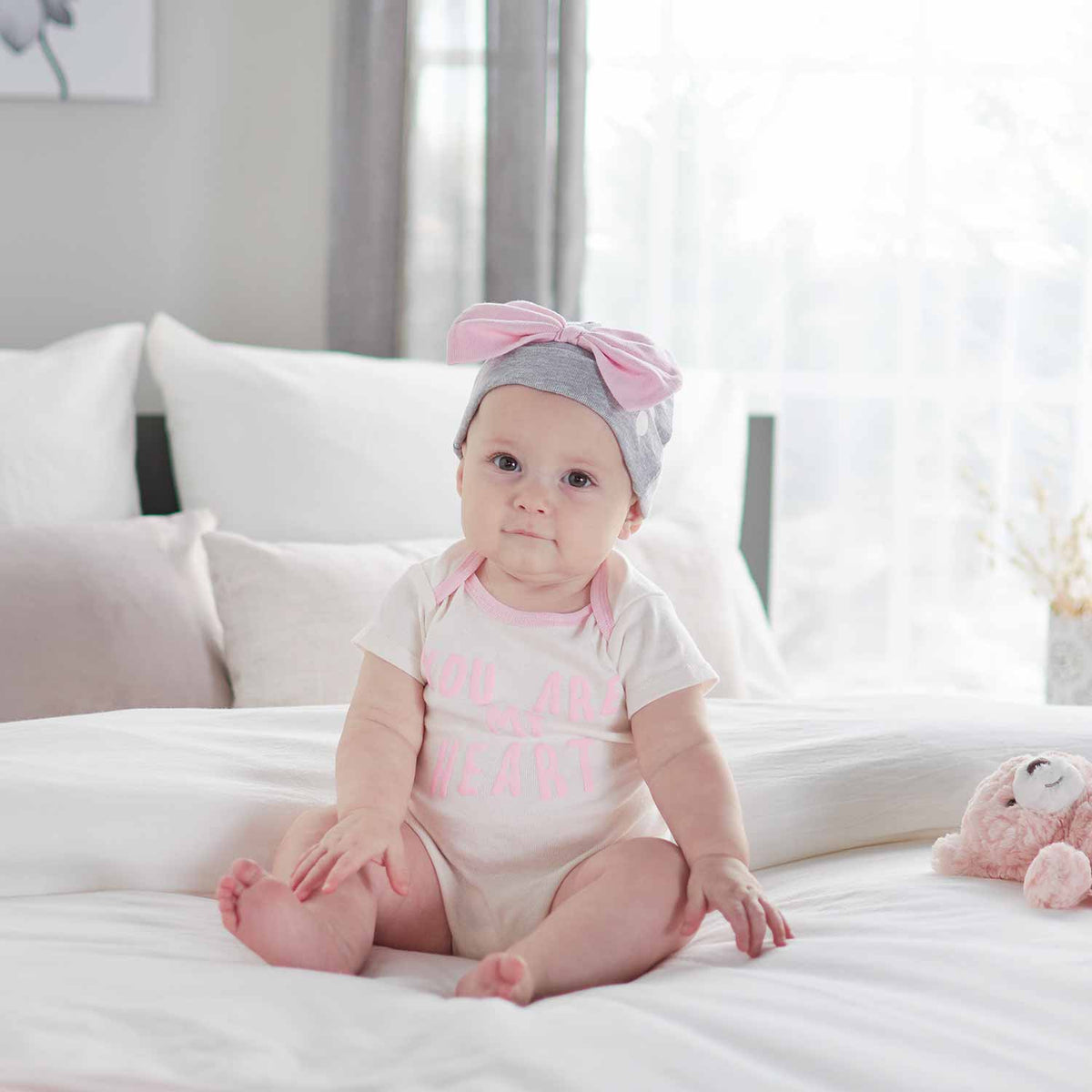 5-Pack Baby Girls Bunny Caps, view 3