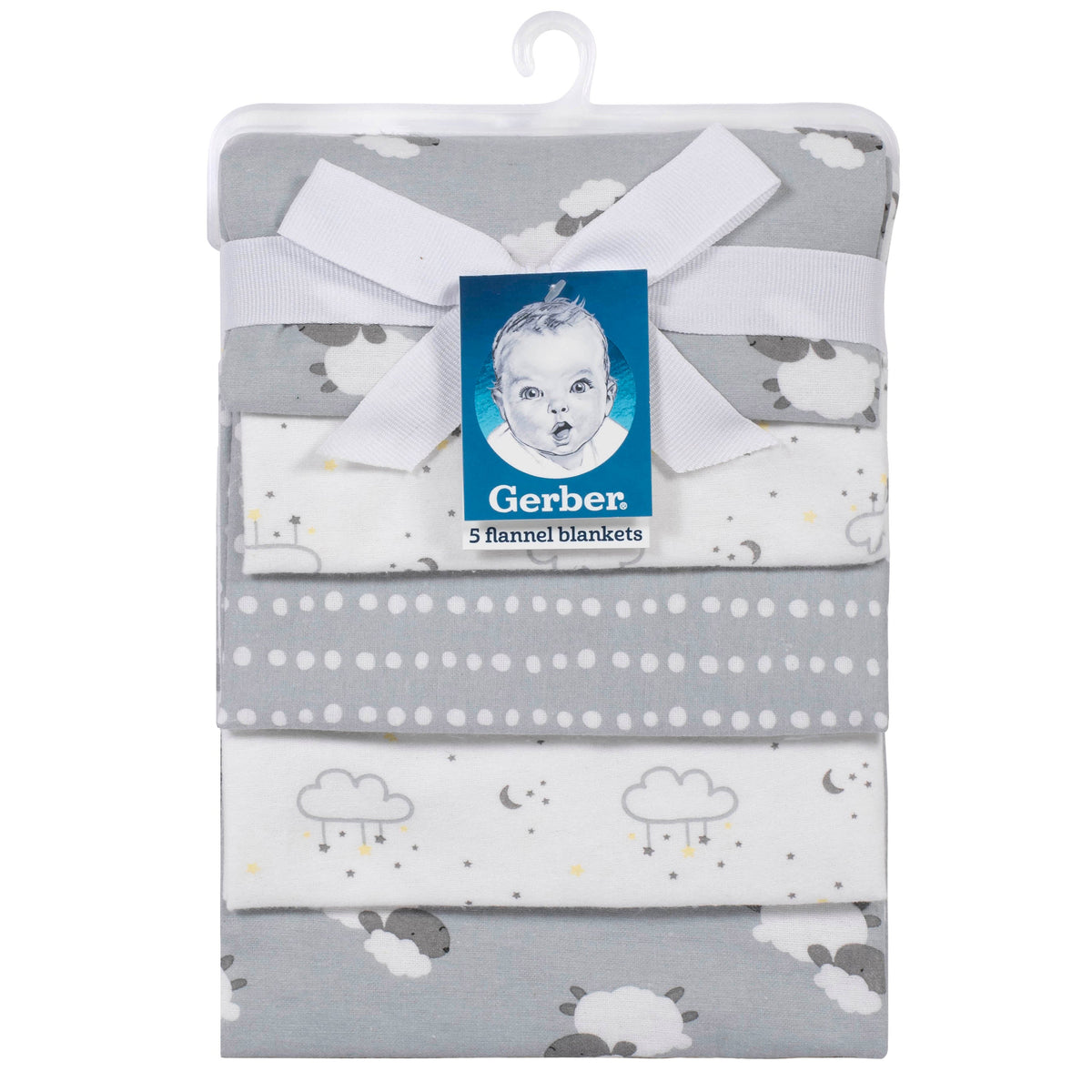 5-Pack Neutral Lamb Flannel Blankets, view 2