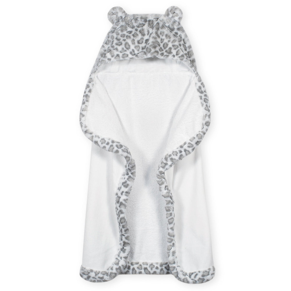 Baby Neutral Leopard Cuddle Plush Hooded Bath Wrap