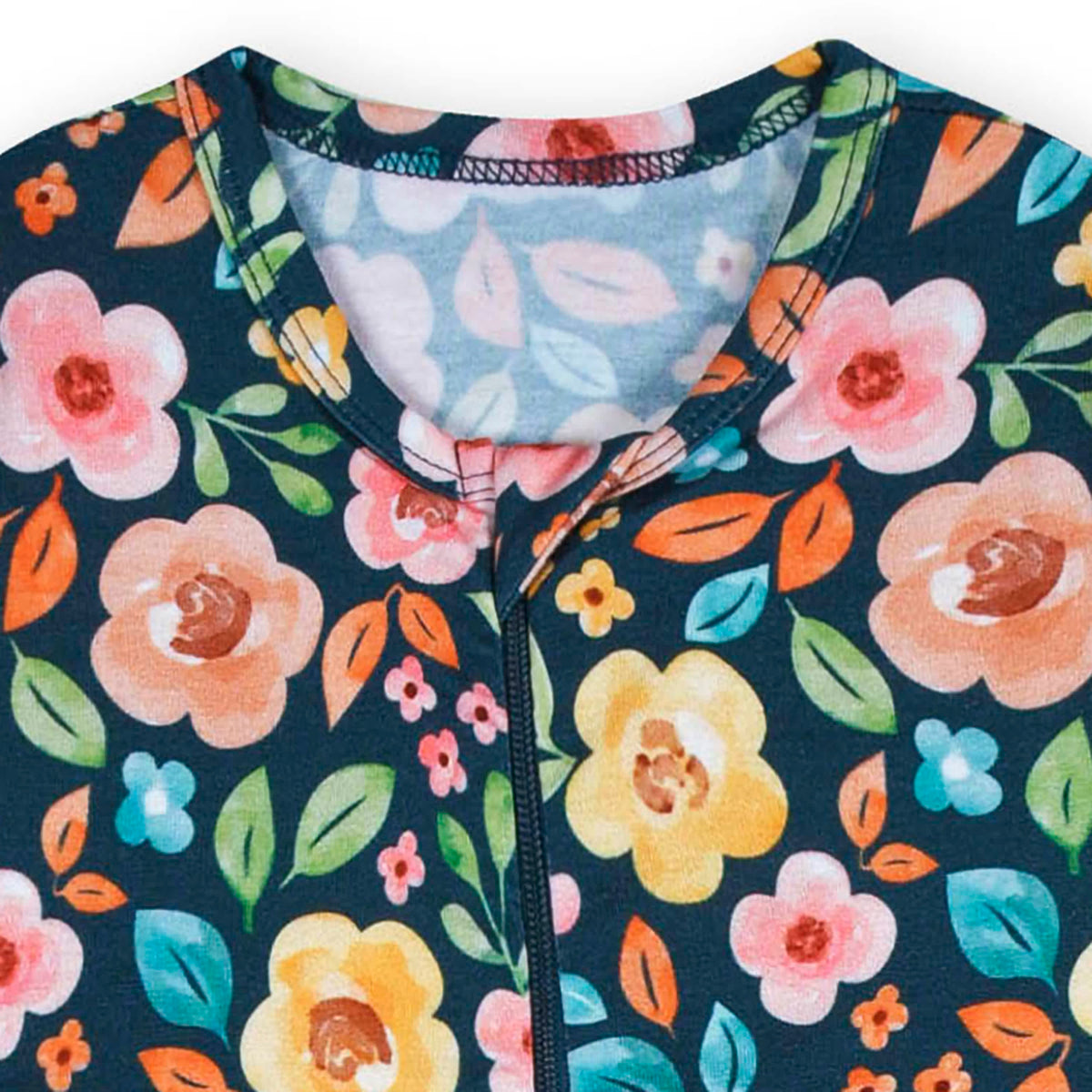 Baby & Toddler Girls Midnight Floral Buttery Soft Viscose Made from Eucalyptus Snug Fit Footed Pajamas, view 6