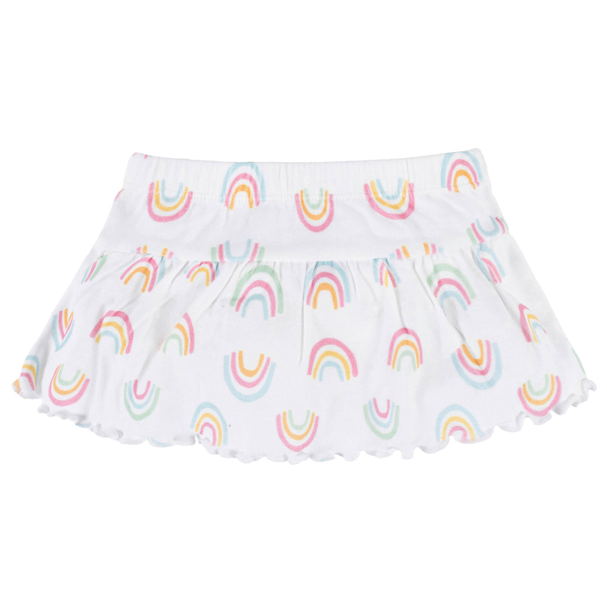 4-Piece Baby Girls Dots Of Rainbows Onesies Bodysuit, Tee, Skort & Pant Set, view 6