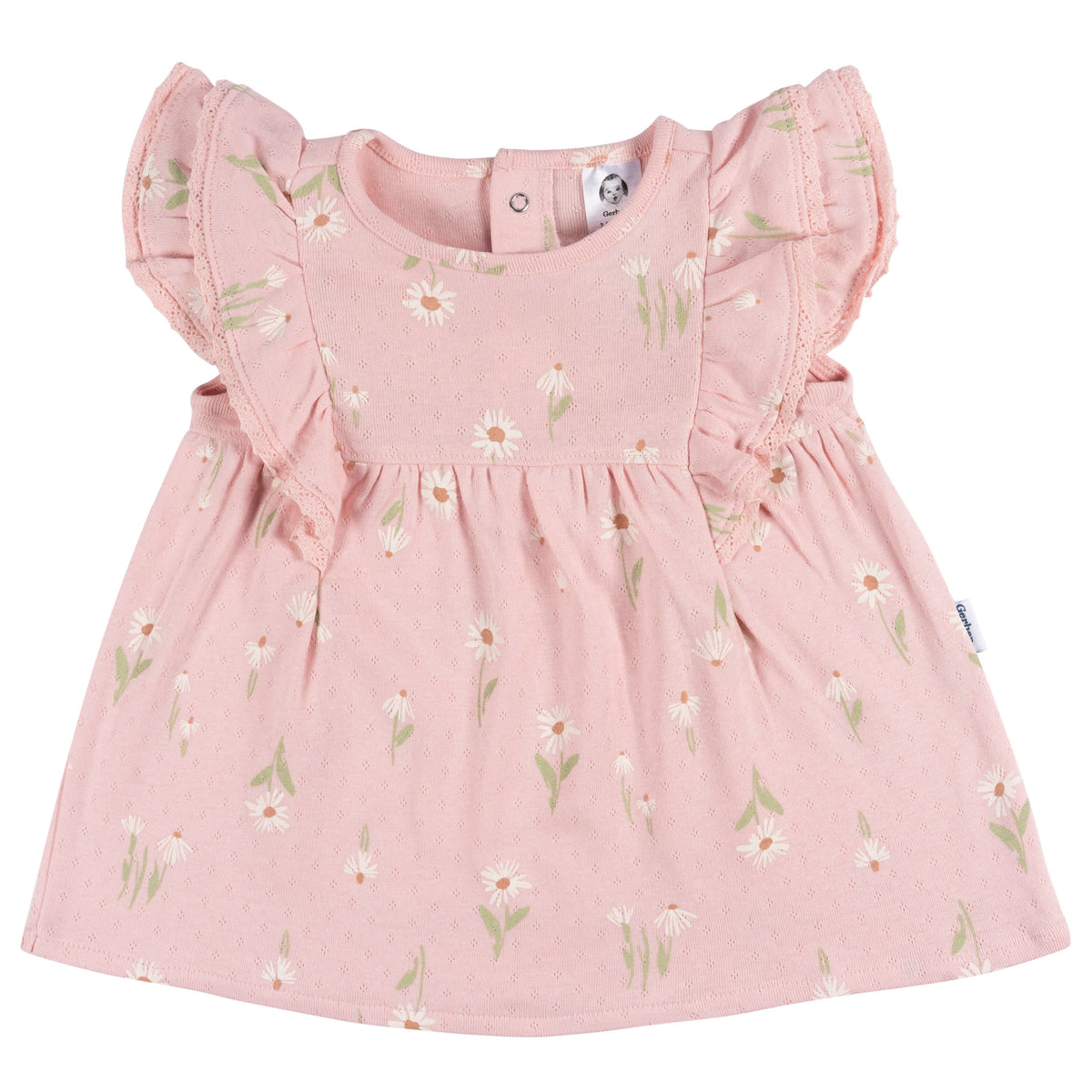 2-Piece Baby Girls Daisies Dress & Diaper Cover, view 3