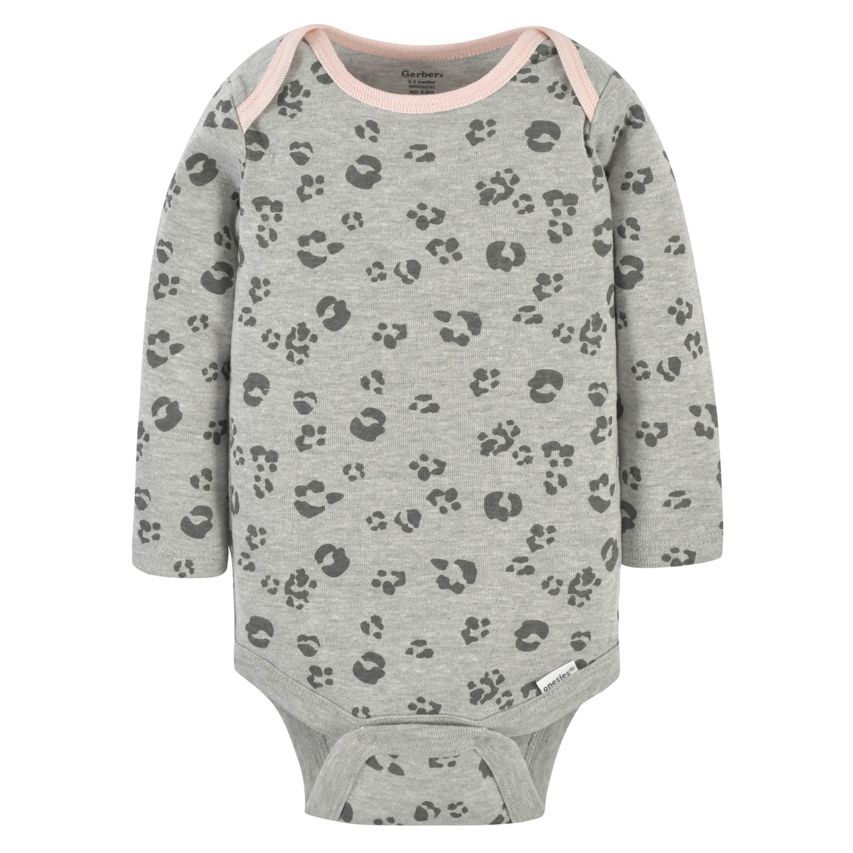 3-Pack Baby Girls Leopard Long Sleeve Onesies Bodysuits, view 4