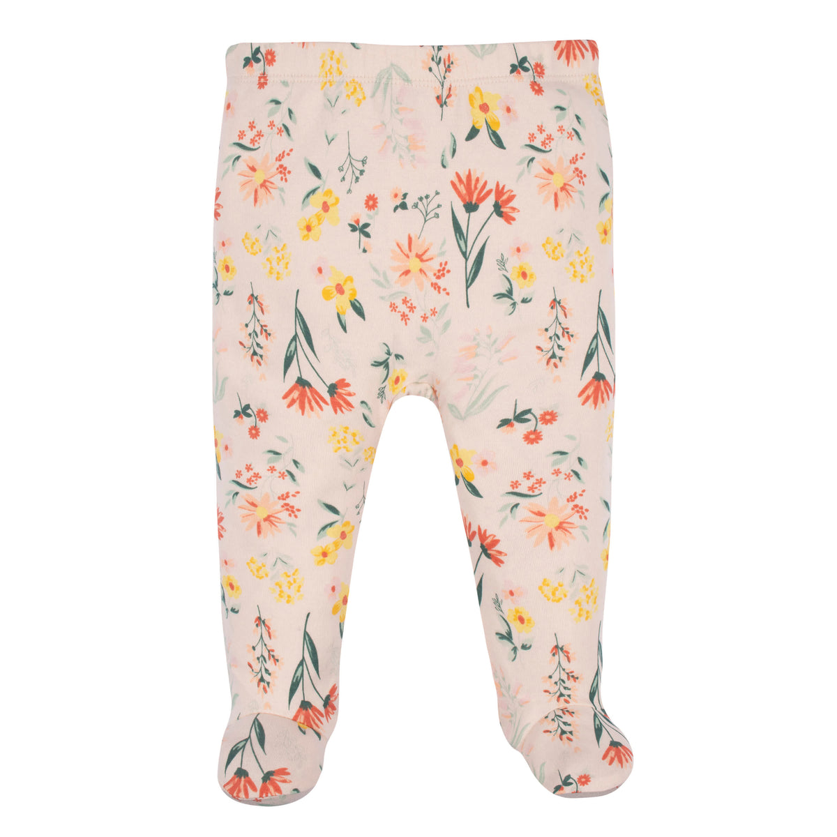 3-Piece Baby Girls Wildflower Long Sleeve Shirt, Footed Pant, & Cap Set, view 5