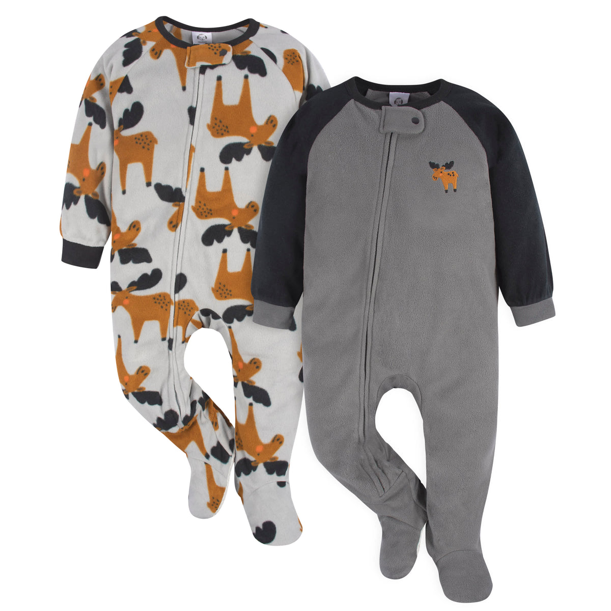 2-Pack Baby & Toddler Boys Moose Fleece Sleepers