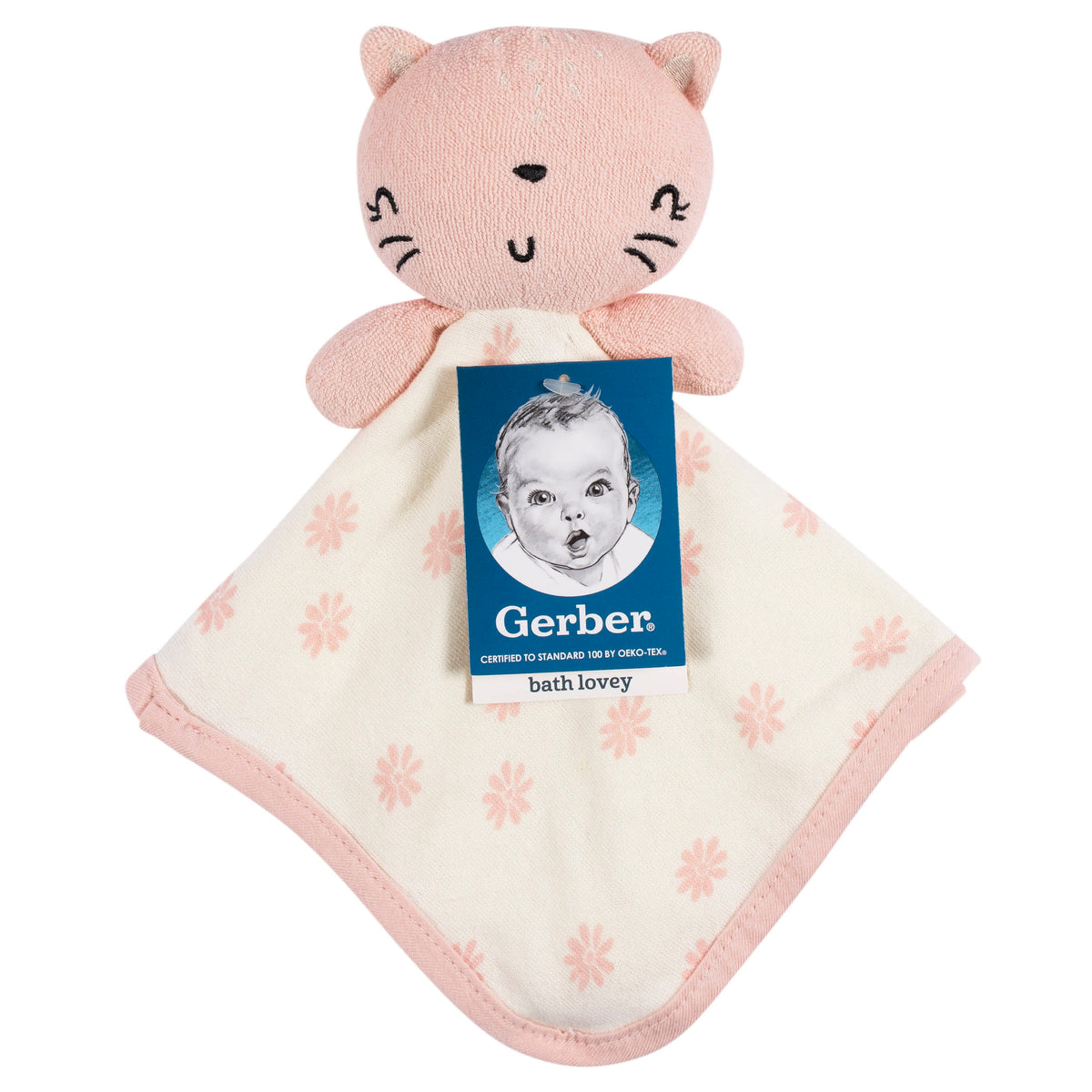 Baby Girls Kitty Floral Washcloth Lovey, view 2