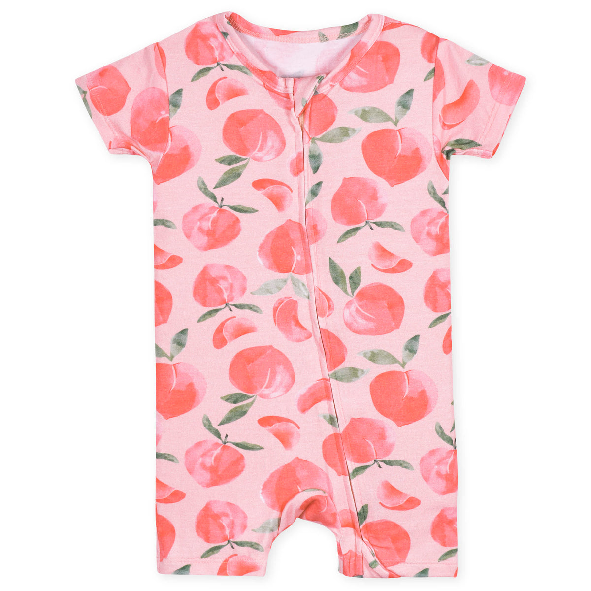 Baby Girls Just Peachy Buttery Soft Viscose Made from Eucalyptus Snug Fit Romper, view 2