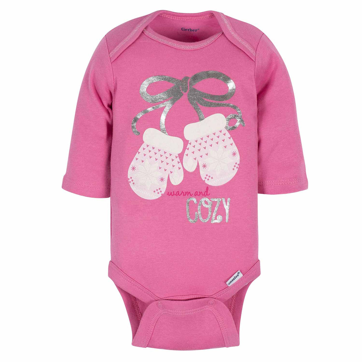 3-Pack Baby Girls Cozy Winter Long Sleeve Onesies Bodysuits, view 2