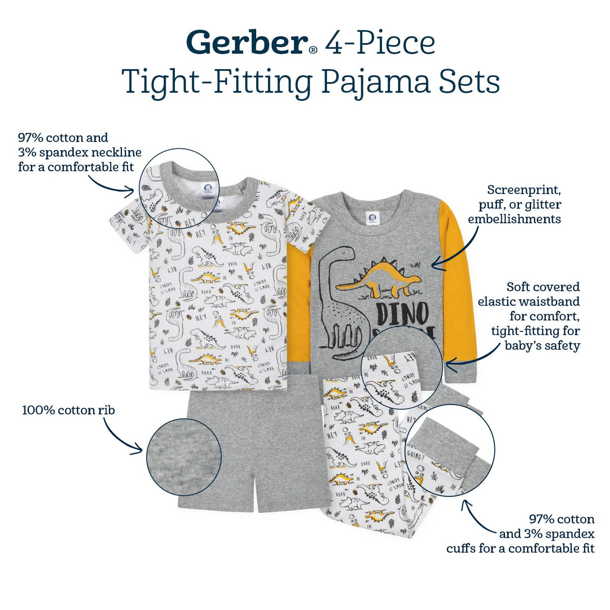 4-Piece Boys Camping Cotton Pajamas, view 3