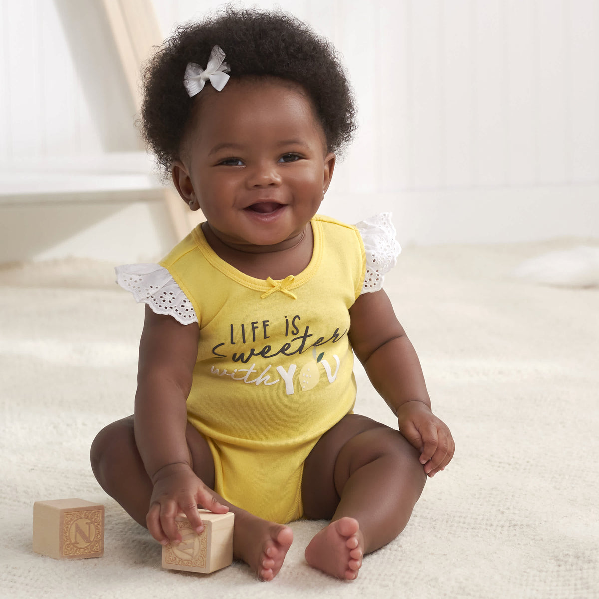 4-Pack Baby Girls Lemon Squeeze Tank Onesies Bodysuits, view 2