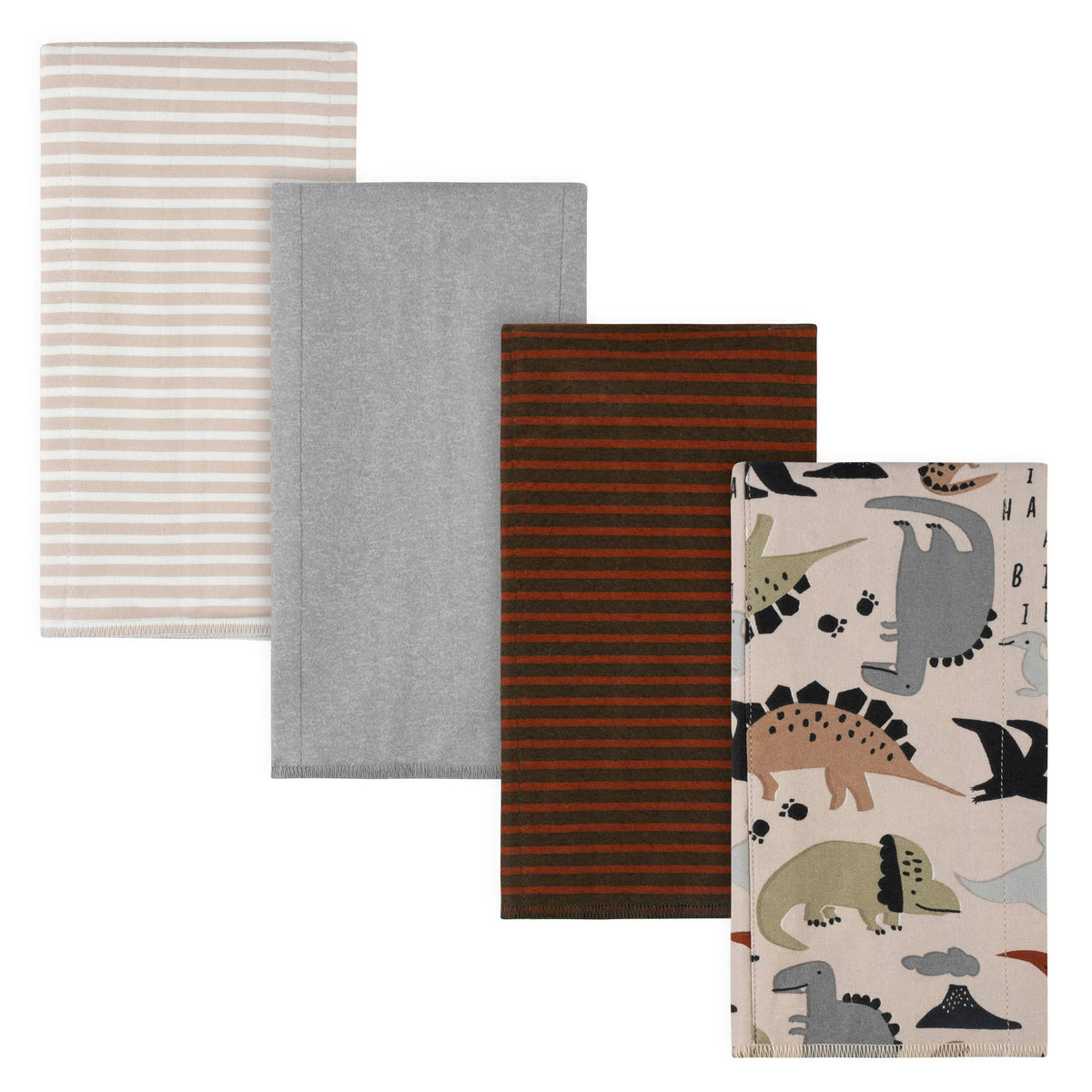 4-Pack Baby Boys Dino Flannel Burp Cloths