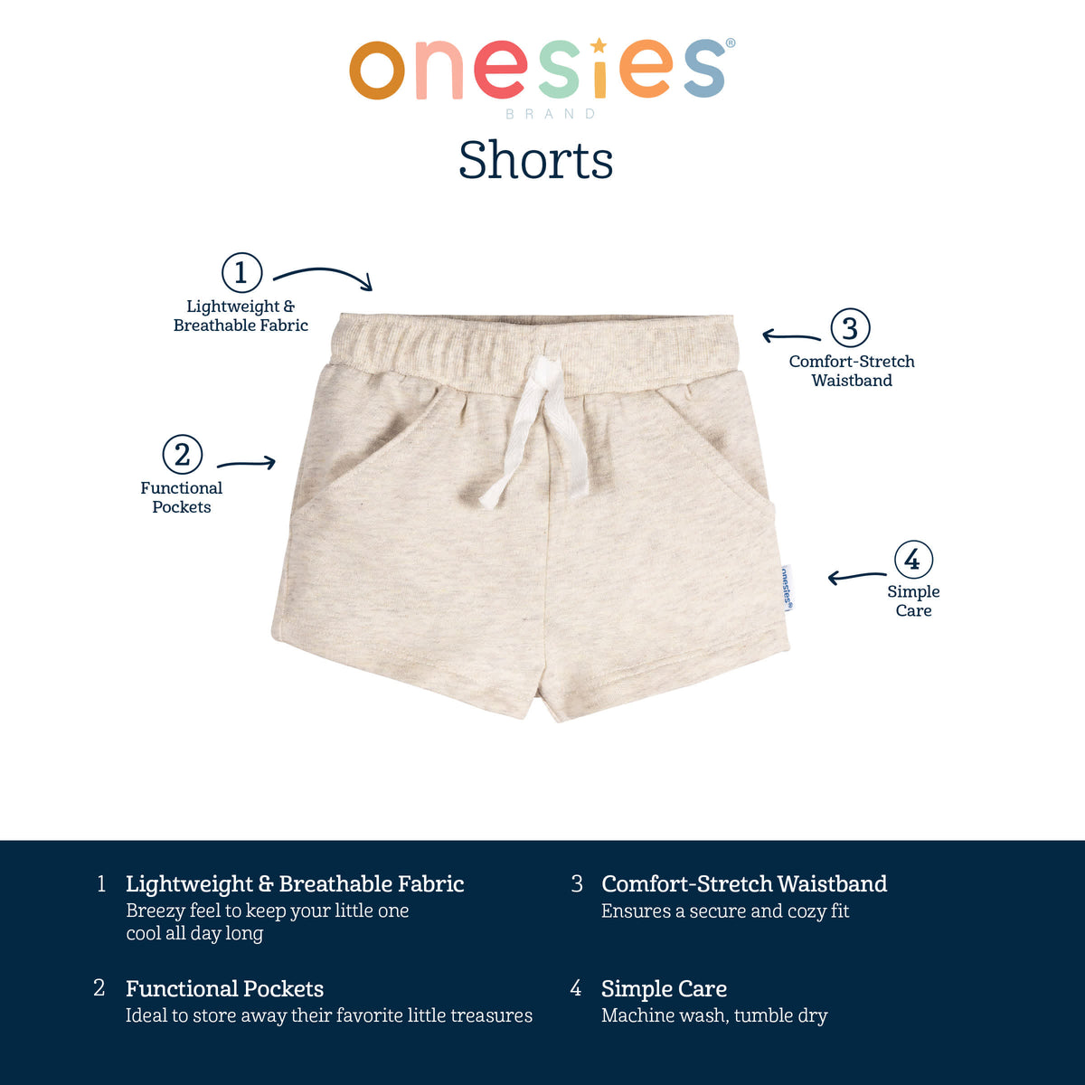 3-Pack Baby Neutral Stars Shorts, view 8