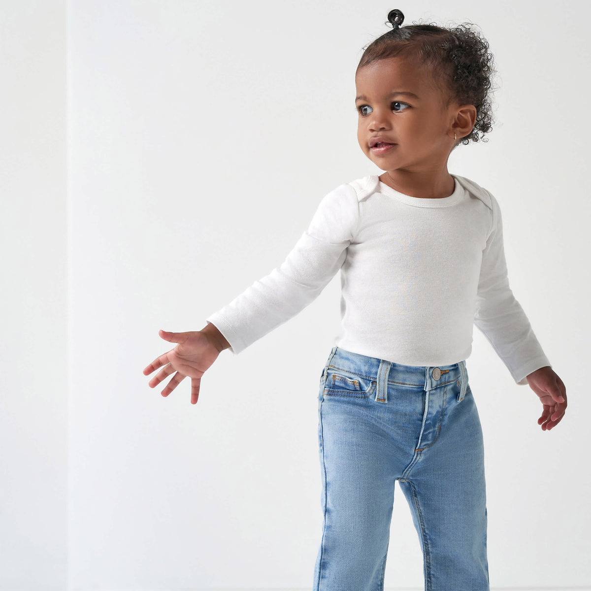 Baby Neutral Light Blue Straight Fit Jeans With Elastic Back