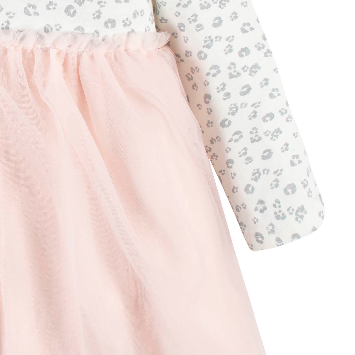 Baby & Toddler Girls Leopard Long Sleeve Tulle Dress, view 3