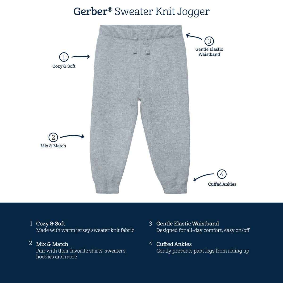 Infant & Toddler Boys Blue Sweater Knit Jogger, view 4