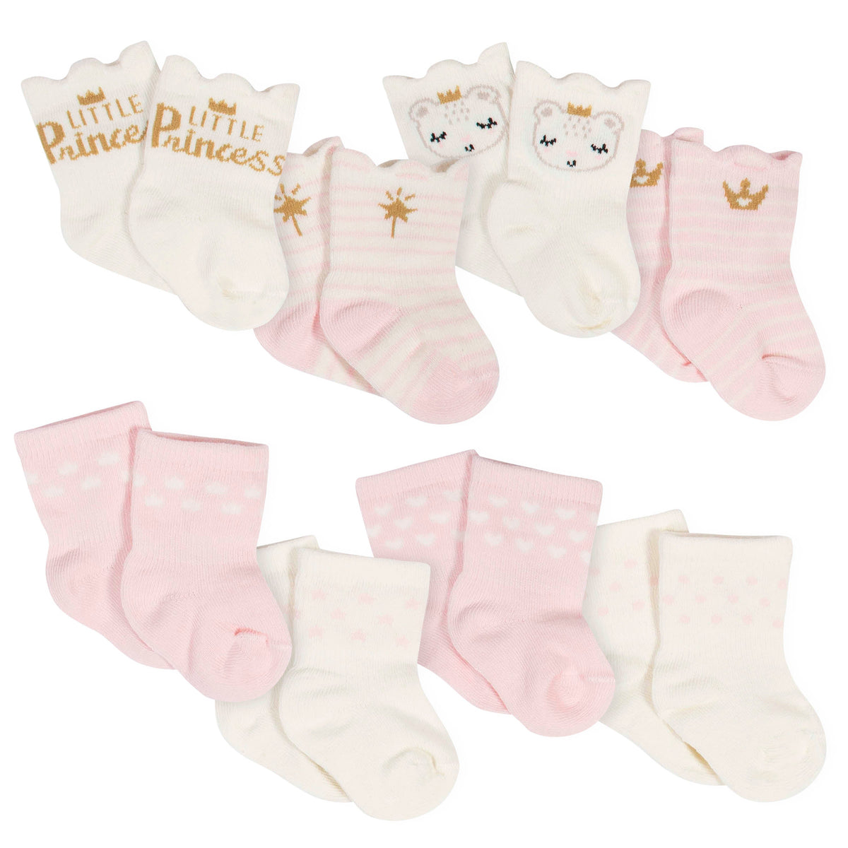 8-Pack Girls Princess Jersey Crew Socks