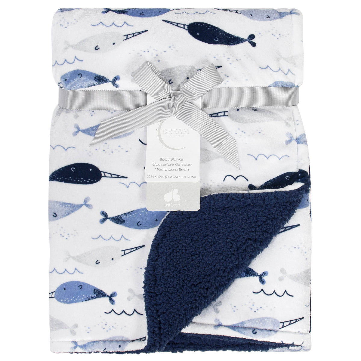 Boys Blue Narwhal Printed Blanket