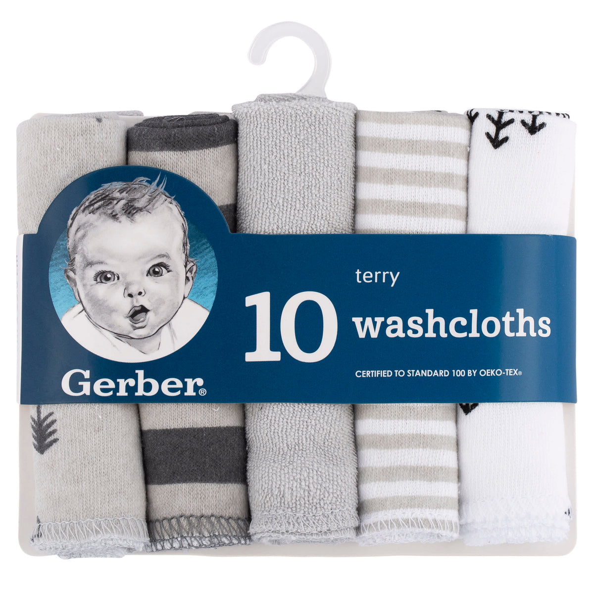 10-Pack Baby Boys Bear Washcloths, view 2