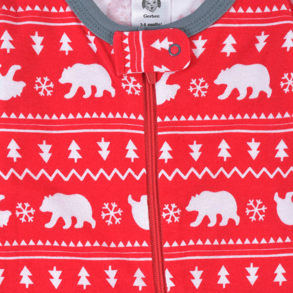Baby Bear Fair Isle Snug Fit Footed Cotton Pajamas, view 2