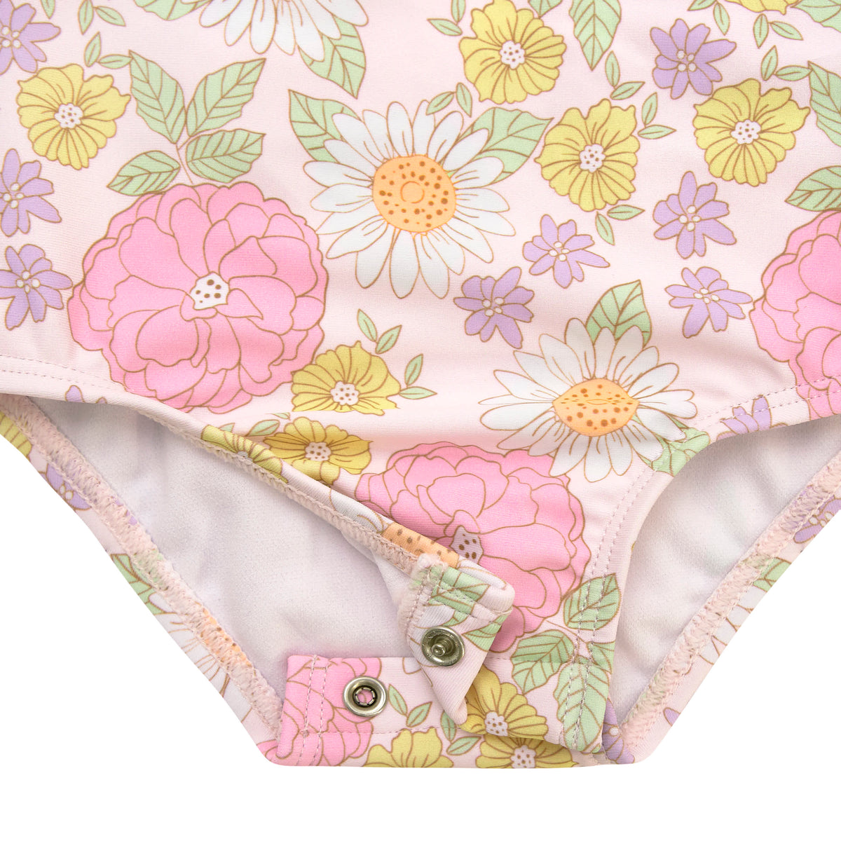 Baby Girls Retro Floral Swimsuit, view 6
