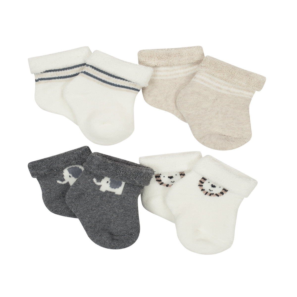 Newborn Baby Boy Jungle Wiggle Proof Bootie Socks, 4-pack