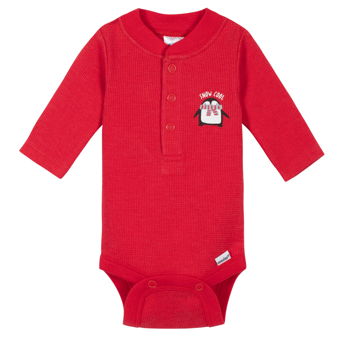 3-Pack Baby Boys Penguin Thermal Long Sleeve Onesies Bodysuits, view 2