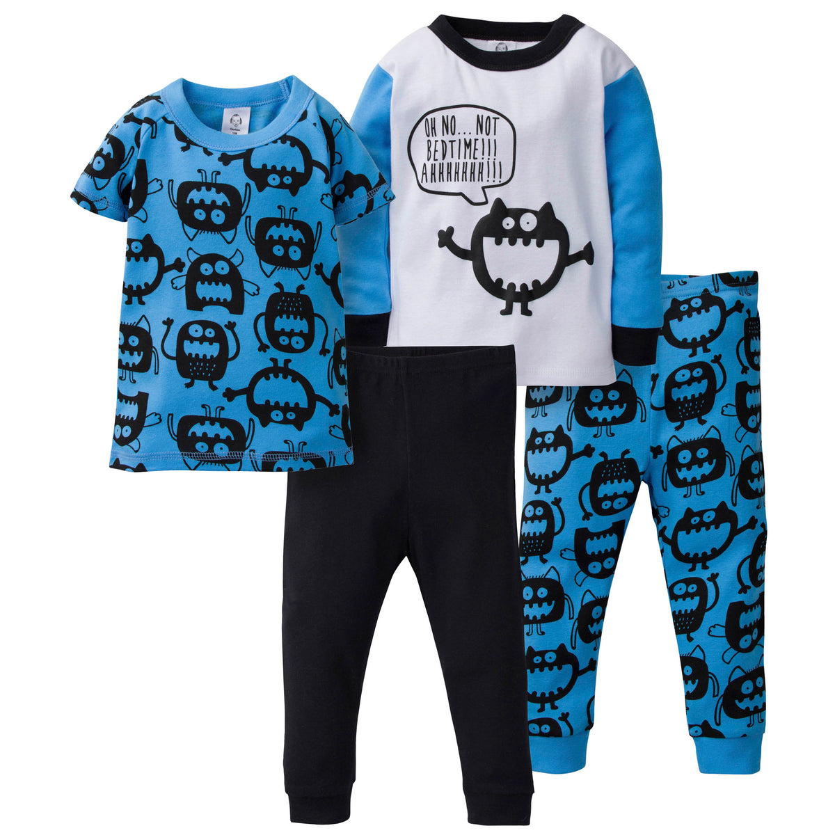 4-Piece Toddler Boys "Not Bedtime" Cotton PJ's