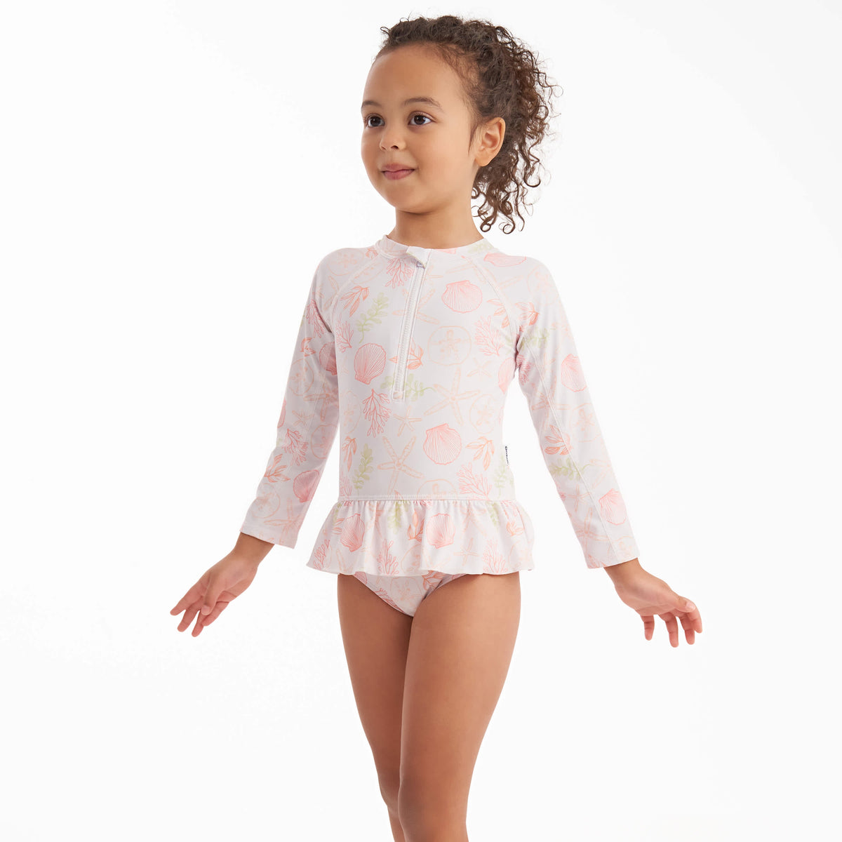Toddler Girls Shells Rashguard, view 5