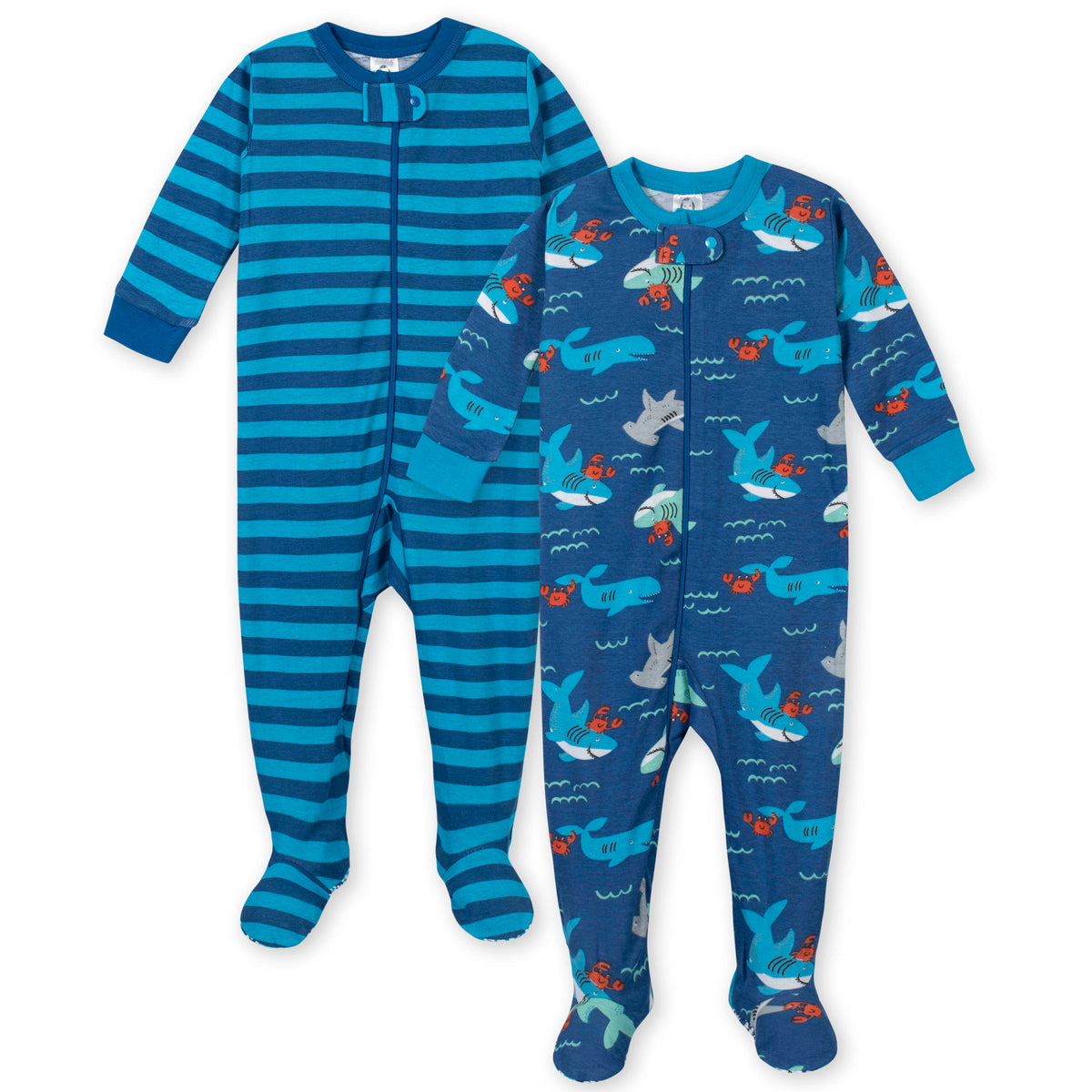 2-Pack Boys Sea Snug Fit Unionsuit Pajamas